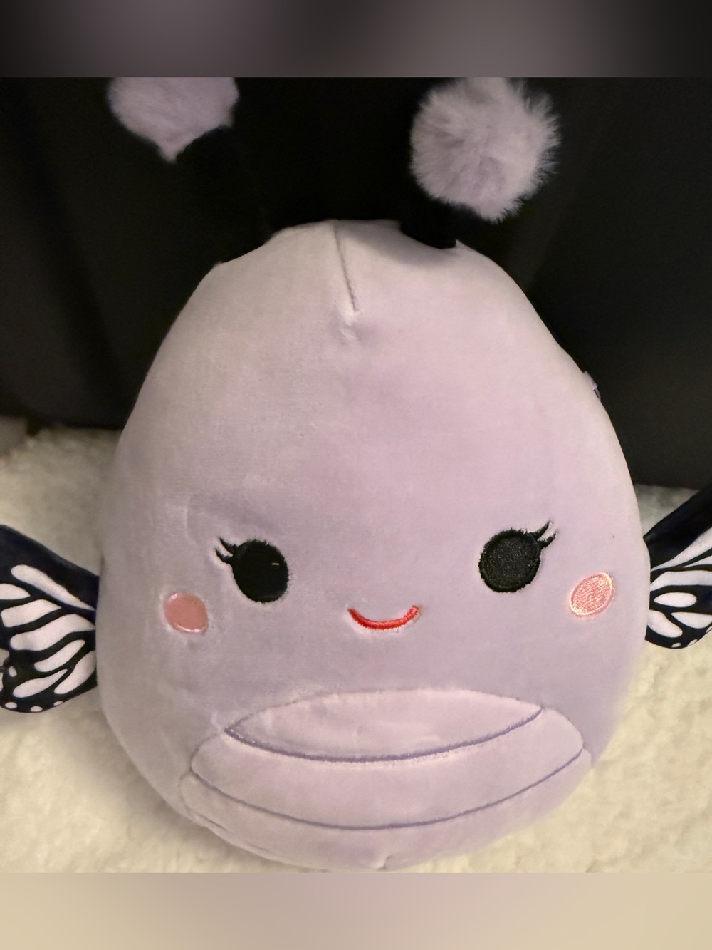 Squishmallows Lavender Bug Plush with Black and Pink Details